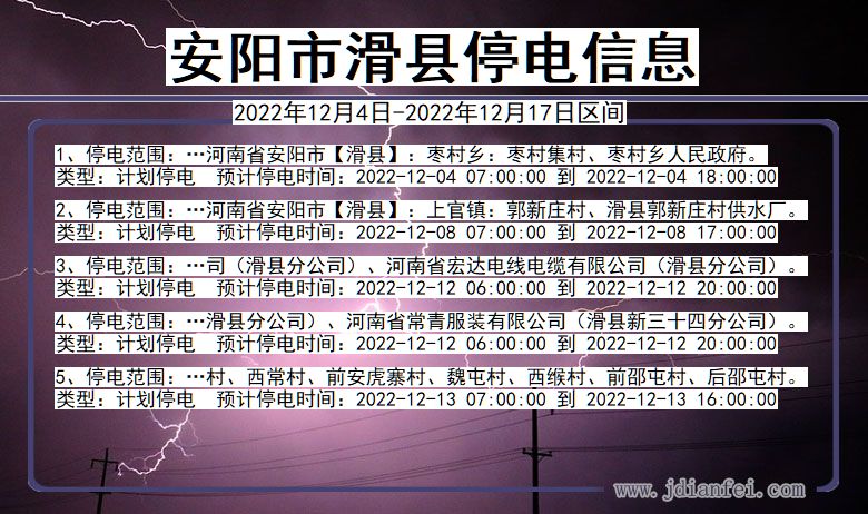 河南省安阳滑县停电通知