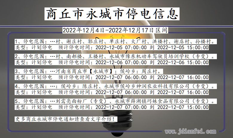 河南省商丘永城停电通知