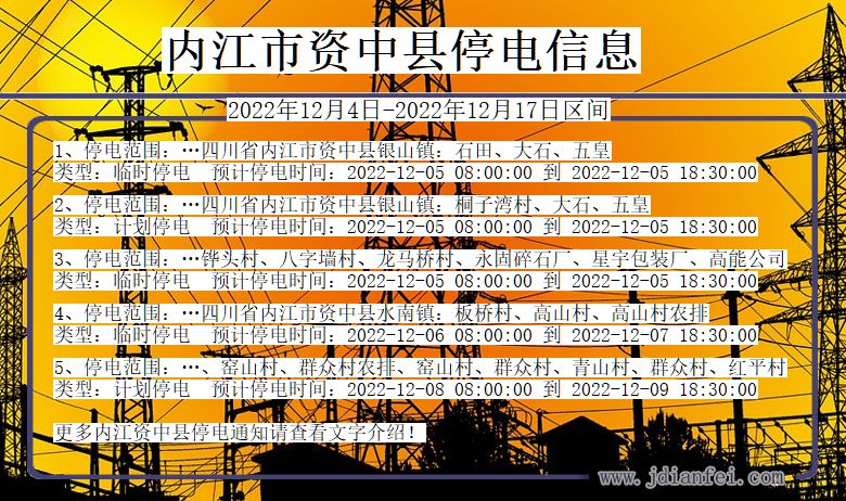 四川省内江资中停电通知