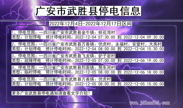 四川省广安武胜停电通知