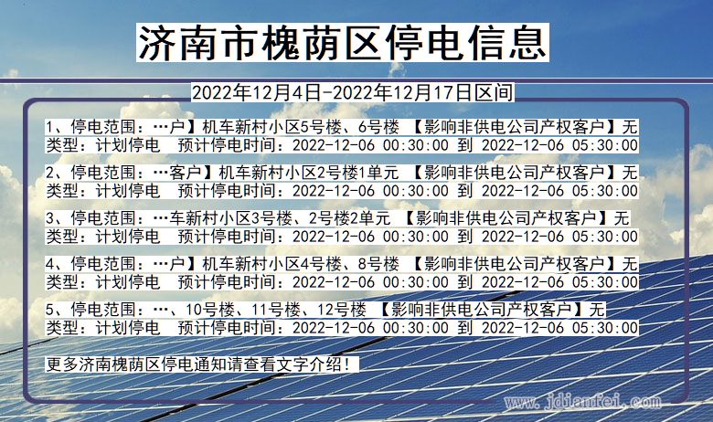 山东省济南槐荫停电通知