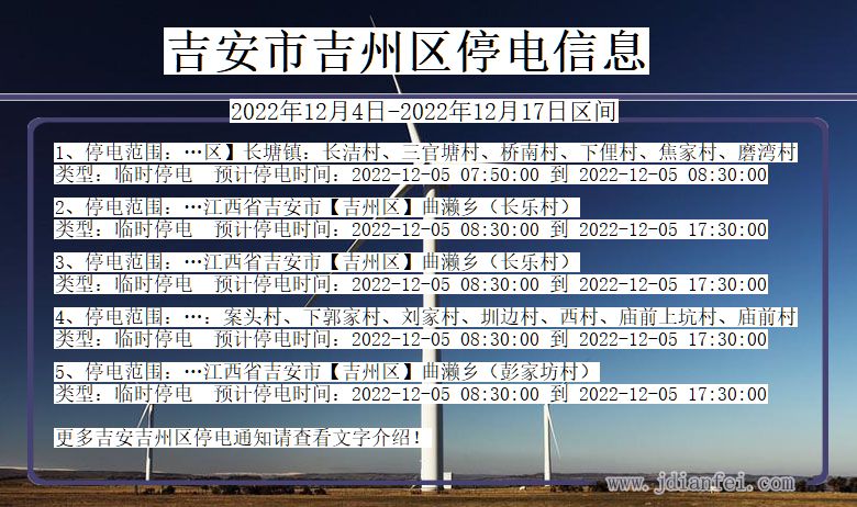 江西省吉安吉州停电通知