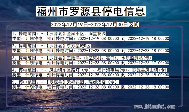 福建省福州罗源停电通知