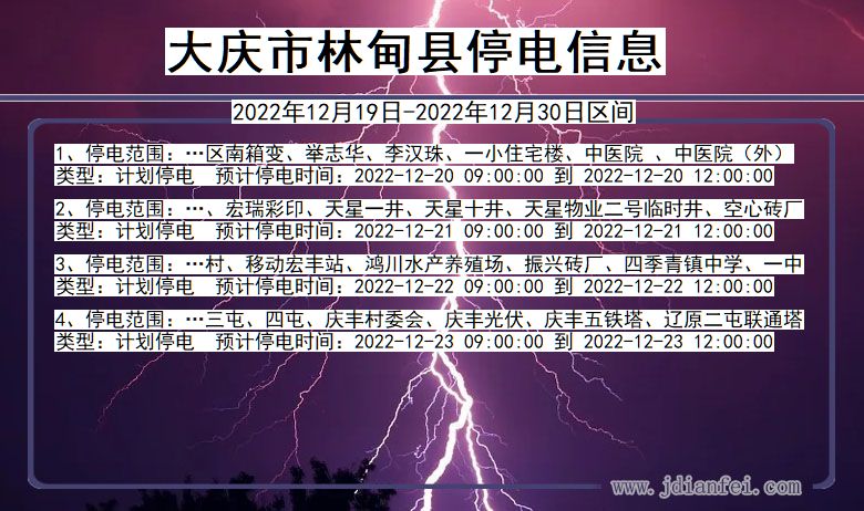 黑龙江省大庆林甸停电通知