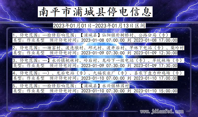 南平浦城2023年01月01日以后的停电通知查询_浦城停电通知