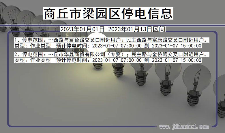 河南省商丘梁园停电通知