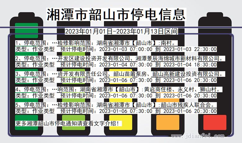 湖南省湘潭韶山停电通知