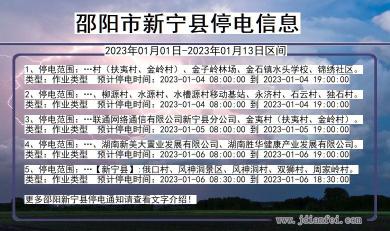 湖南省邵阳新宁停电通知