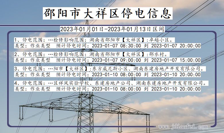 湖南省邵阳大祥停电通知