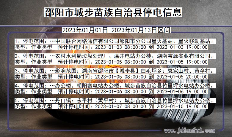 邵阳城步苗族自治停电通知 湖南省邵阳城步苗族自治停电通知