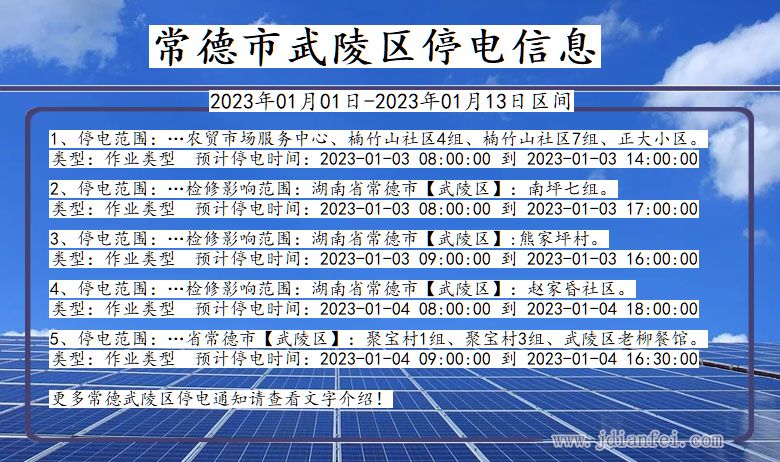 湖南省常德武陵停电通知