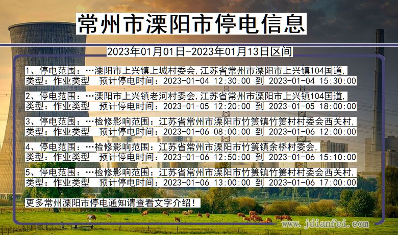 溧阳停电_常州溧阳2023年01月01日至今天停电通知查询
