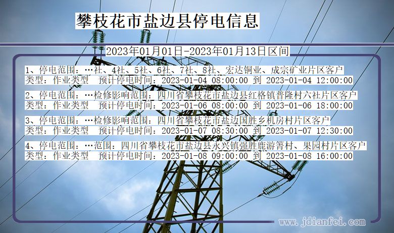 四川省攀枝花盐边停电通知