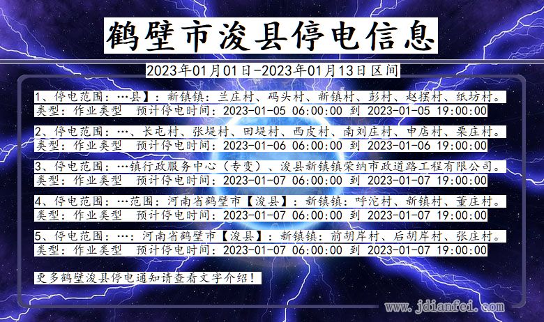 河南省鹤壁浚县停电通知