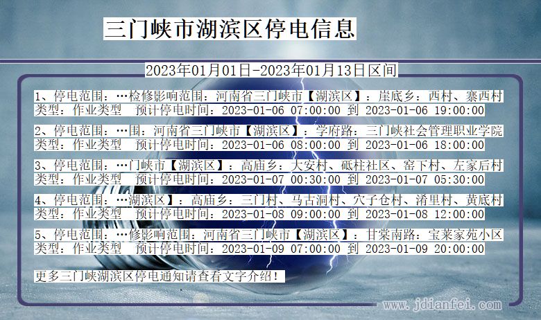 河南省三门峡湖滨停电通知