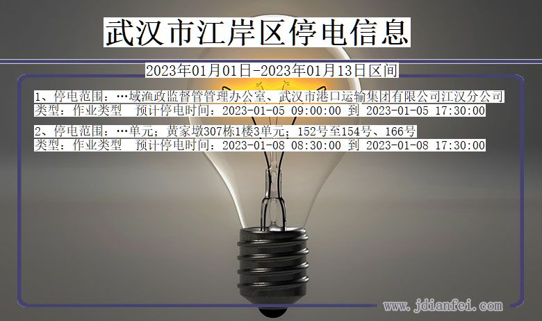 湖北省武汉江岸停电通知