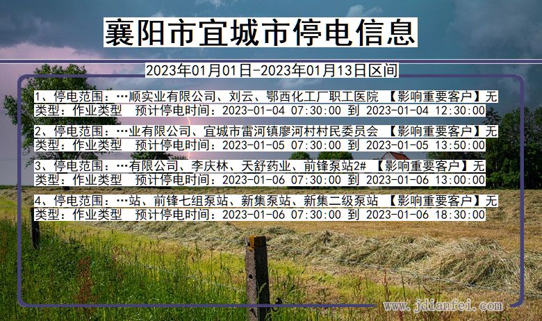襄阳宜城2023年01月01日以后的停电通知查询_宜城停电通知