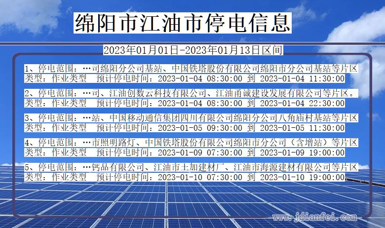 绵阳江油2023年01月01日以后的停电通知查询_江油停电通知