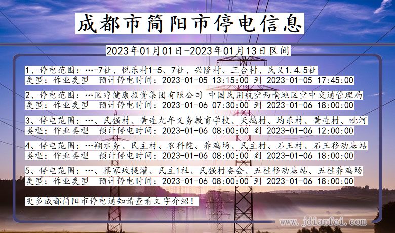 四川省成都简阳停电通知