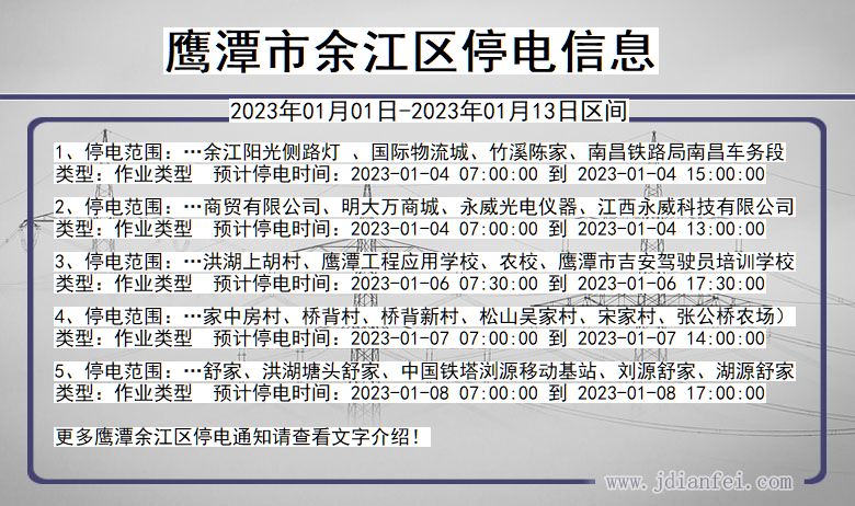 江西省鹰潭余江停电通知