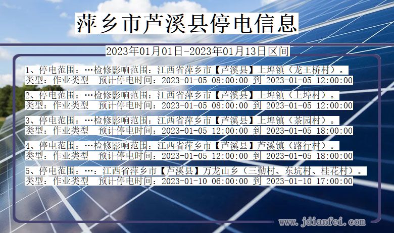 江西省萍乡芦溪停电通知