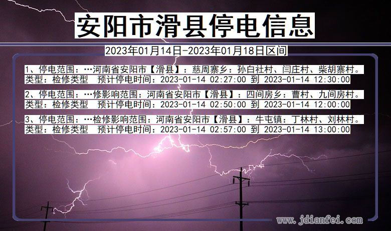 安阳滑县2023年01月14日以后的停电通知查询_滑县停电通知