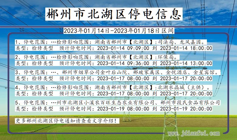 湖南省郴州北湖停电通知