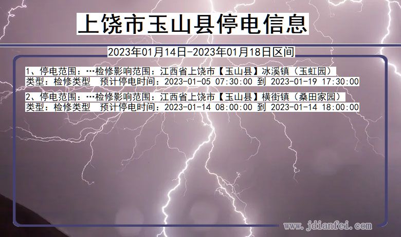 江西省上饶玉山停电通知