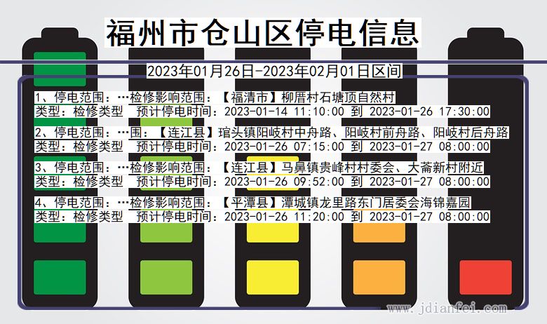 福州仓山2023年01月26日以后的停电通知查询_仓山停电通知