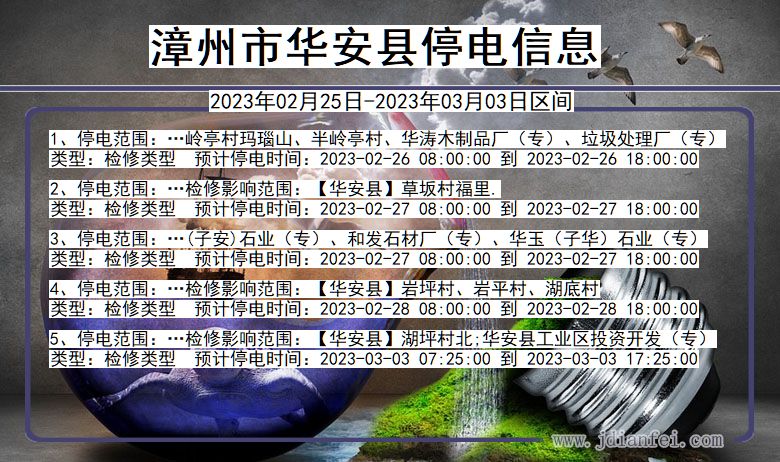 福建省漳州华安停电通知