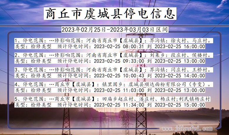 河南省商丘虞城停电通知