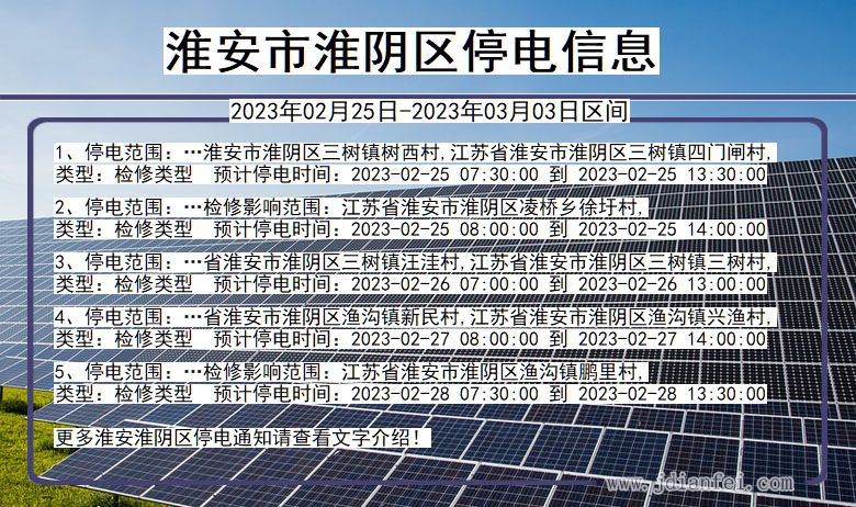 江苏省淮安淮阴停电通知