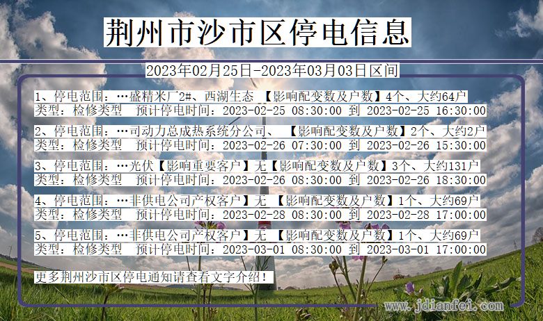 沙停电_荆州沙2023年02月25日至今天停电通知查询