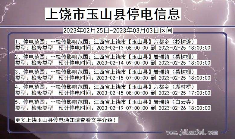 江西省上饶玉山停电通知