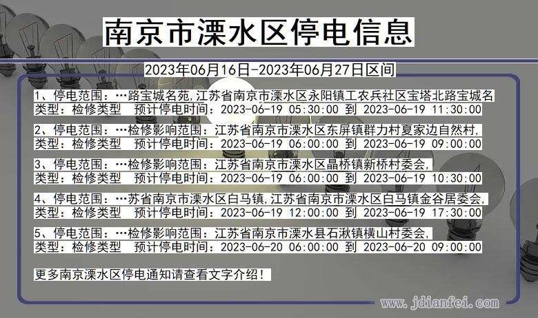 江苏省南京溧水停电通知