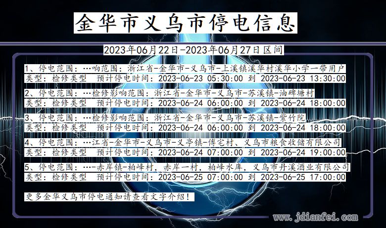 金华义乌停电通知 浙江省金华义乌停电通知