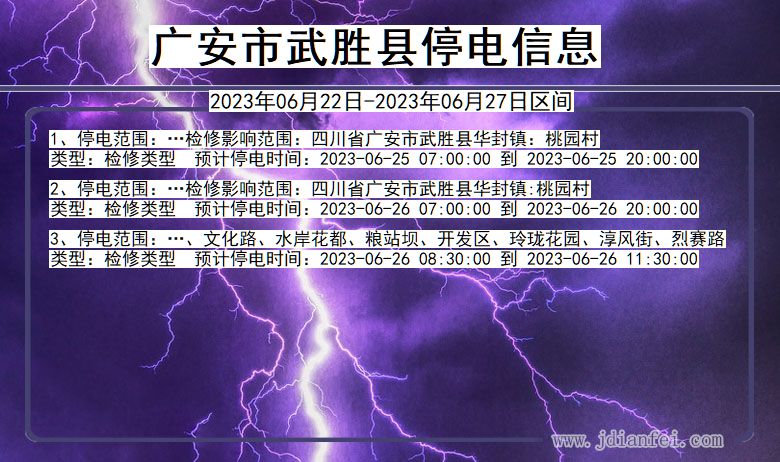 四川省广安武胜停电通知