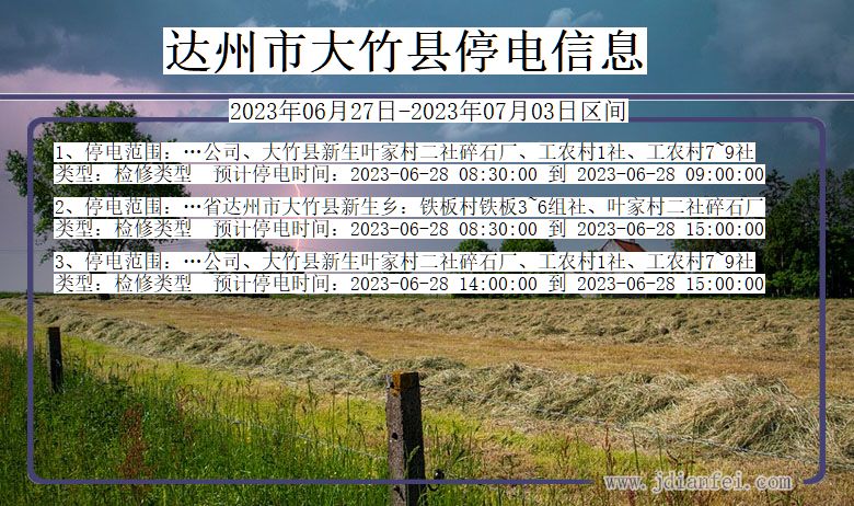 四川省达州大竹停电通知