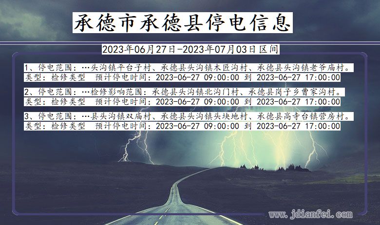 河北省承德承德停电通知