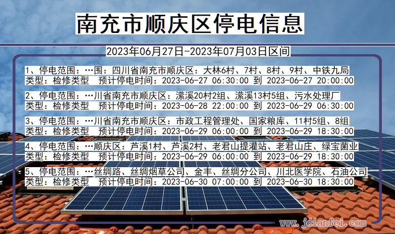 四川省南充顺庆停电通知