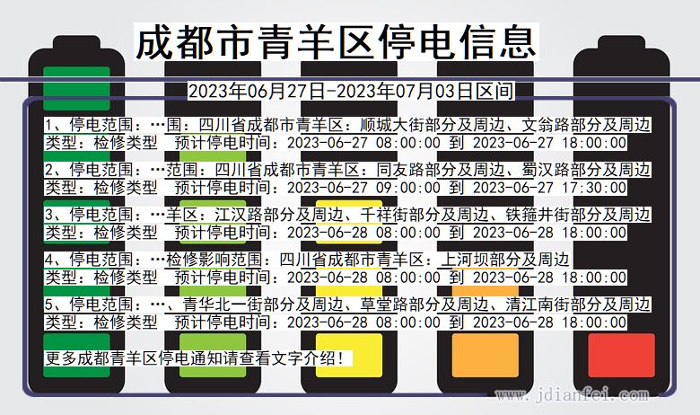 四川省成都青羊停电通知