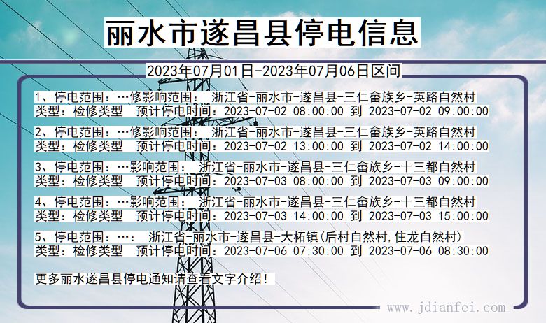 浙江省丽水遂昌停电通知