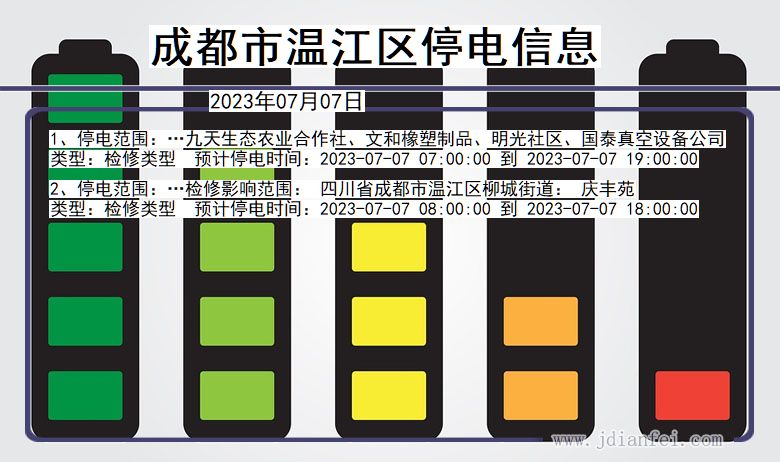 四川省成都温江停电通知