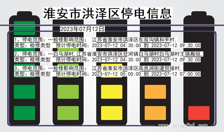 淮安洪泽停电通知 江苏省淮安洪泽停电通知