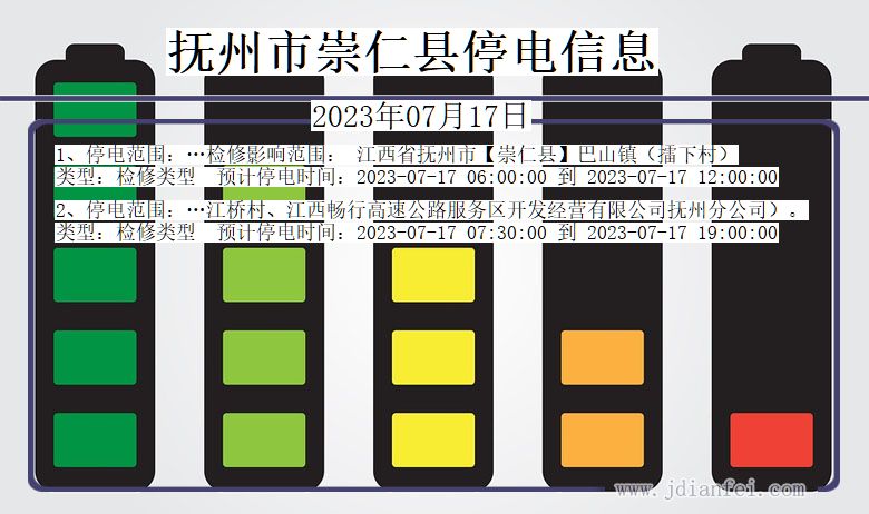 江西省抚州崇仁停电通知