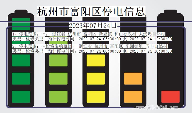 浙江省杭州富阳停电通知