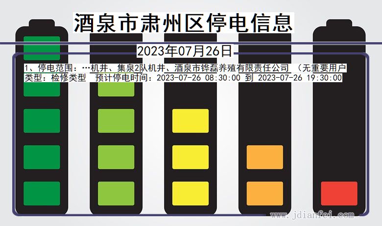 甘肃省酒泉肃州停电通知