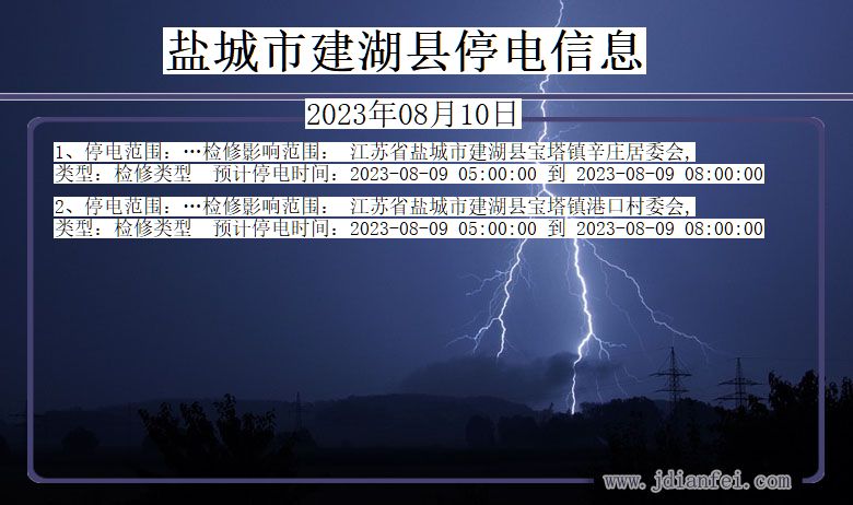 江苏省盐城建湖停电通知