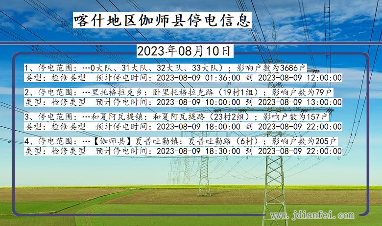 喀什地区伽师停电通知 新疆维吾尔自治区喀什地区伽师停电通知