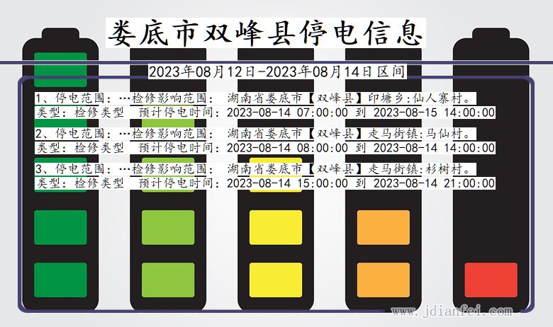 湖南省娄底双峰停电通知